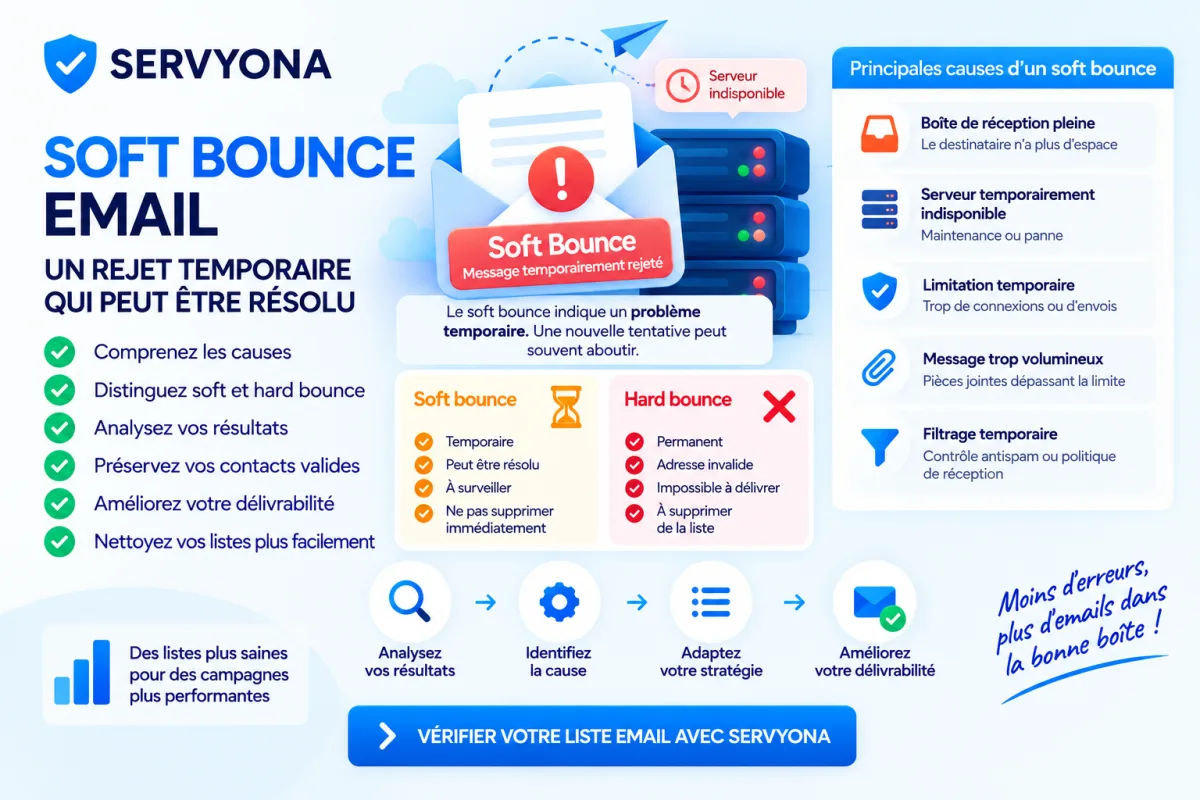Soft bounce email et causes temporaires d’échec de livraison